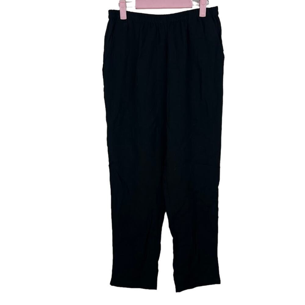 Fridaze black pull on elastic waist 100% Linen pants size medium